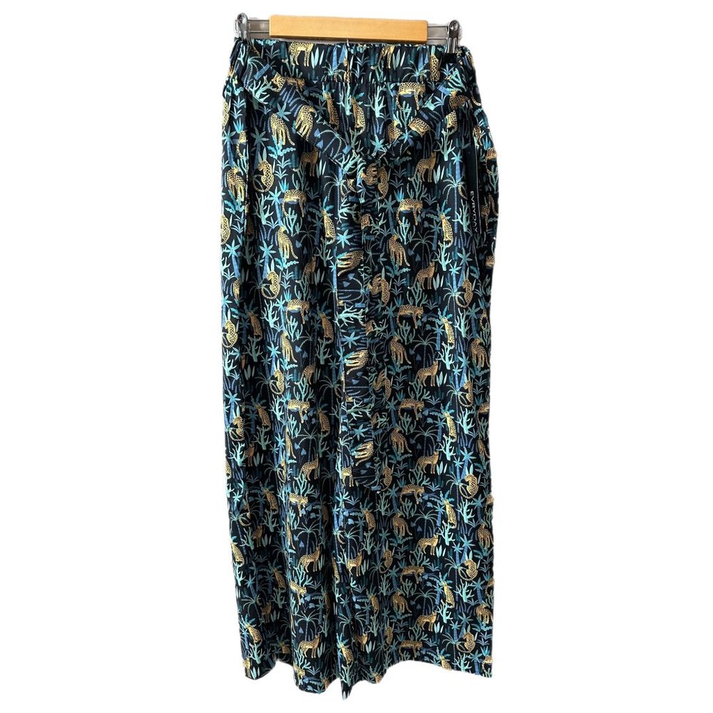 Evryday Jane Women's Size Large Cheetah Faux Silk Wide Leg Pull On Pants NEW